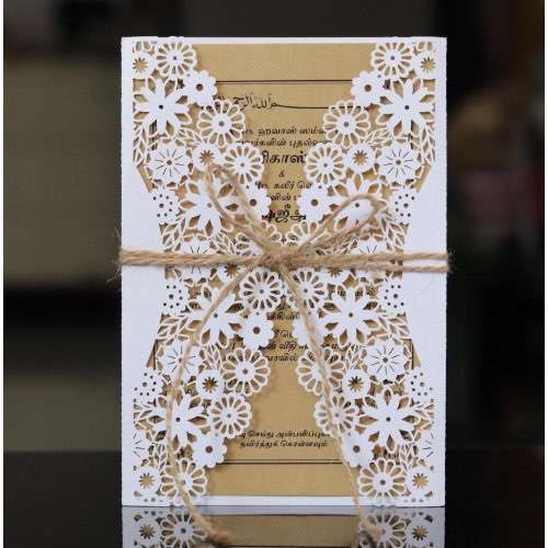Vellum Paper Invitation White Flower Laser Cut Paper Valentine's Day Greeting Card